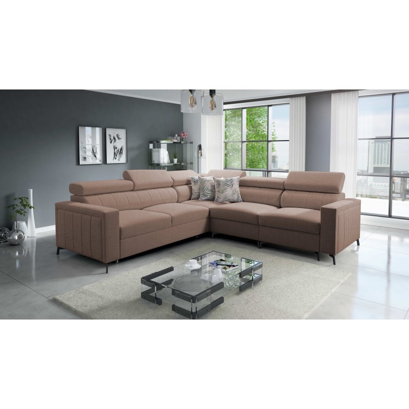 Arco IV Corner Sofa with Sleeping Function, Plecionka Fabric, Sawana 25 - Elegance and Functionality Arco IV Corner Sofa with Sleeping Function, Plecionka Fabric, Sawana 25 - Elegance and Functionality