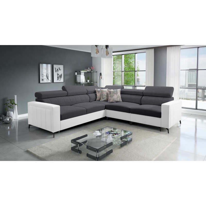 Arco IV corner sofa with sleeping function, Plecionka fabric, Sawana 96 + Eco-leather - elegance and functionality
