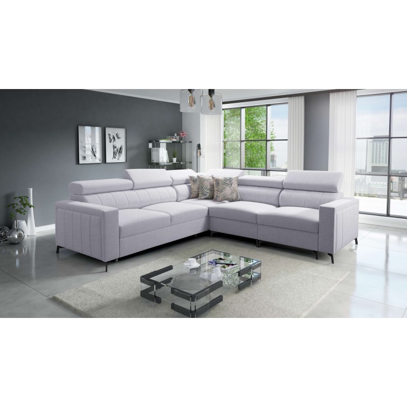Arco IV corner sofa with sleeping function, Plecionka fabric, Sawana 84 - elegance and functionality Arco IV corner sofa with sleeping function, Plecionka fabric, Sawana 84 - elegance and functionality