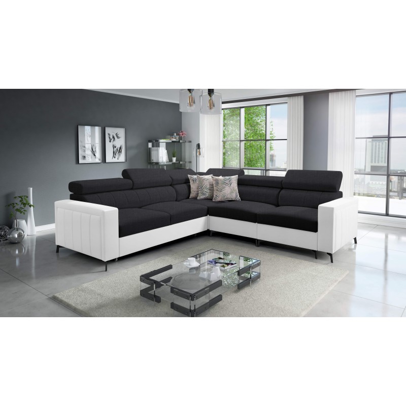 Arco IV Corner Sofa with Sleeping Function, Fabric Weave, Sawana 14 + Eco-leather - Elegance and Functionality
