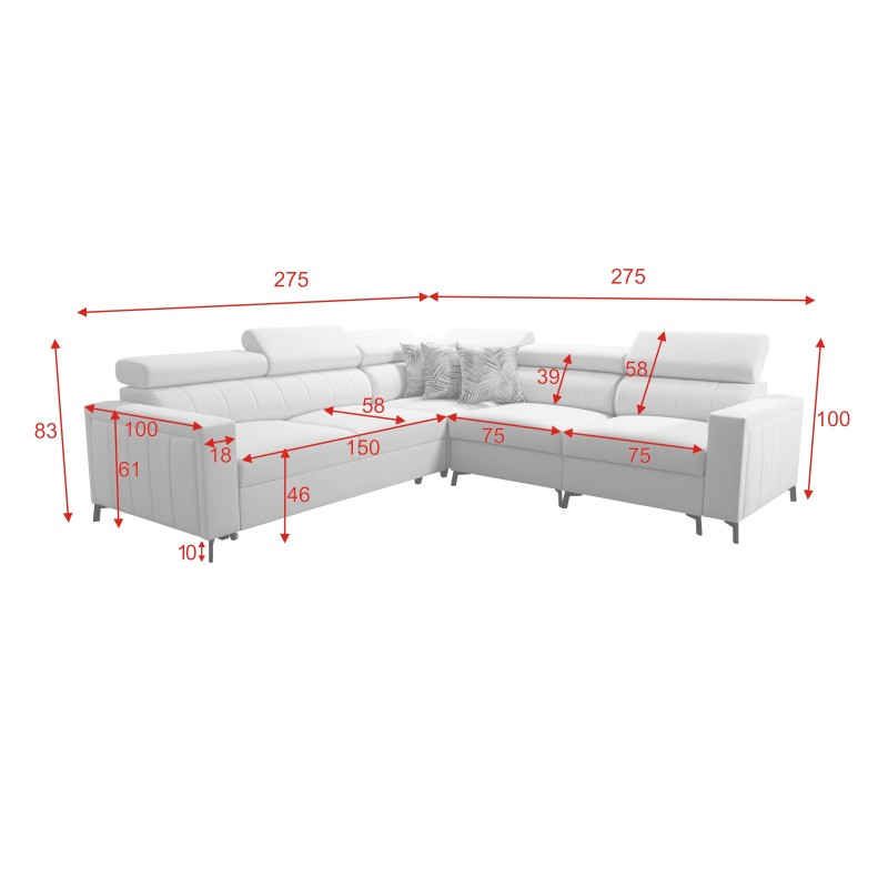 Arco IV corner sofa with sleeping function, Velvet fabric, Mono 246 - elegance and functionality Arco IV corner sofa with sleeping function, Velvet fabric, Mono 246 - elegance and functionality