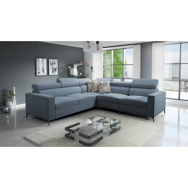 Arco IV Corner Sofa with Sleeping Function, Velvet Fabric, Mono 239 - Elegance and Functionality Arco IV Corner Sofa with Sleeping Function, Velvet Fabric, Mono 239 - Elegance and Functionality