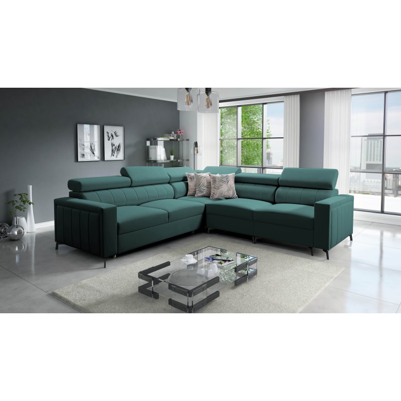 Arco IV Corner Sofa with Sleeping Function, Velvet Fabric, Mono 238 - Elegance and Functionality Arco IV Corner Sofa with Sleeping Function, Velvet Fabric, Mono 238 - Elegance and Functionality