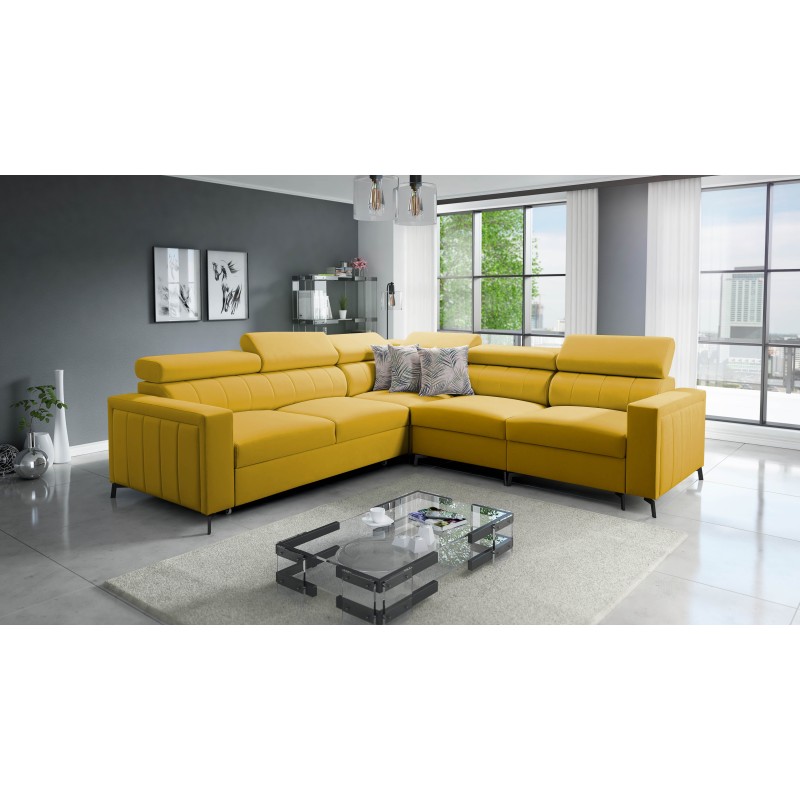 Arco IV Corner Sofa with Sleeping Function, Velvet Fabric, Mono 236 - Elegance and Functionality Arco IV Corner Sofa with Sleeping Function, Velvet Fabric, Mono 236 - Elegance and Functionality