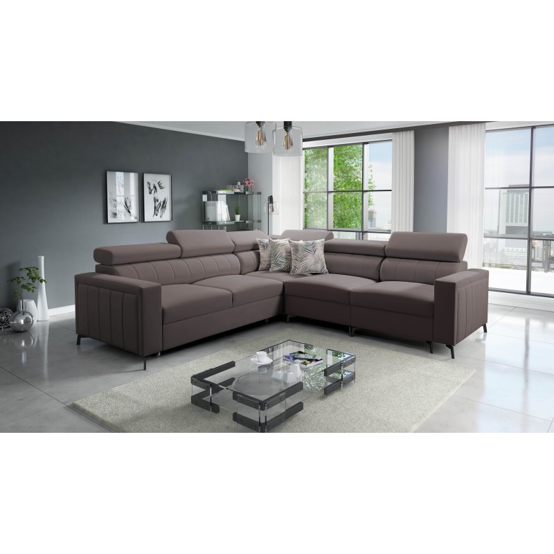 Arco IV Corner Sofa with Sleeping Function, Velvet Fabric, Mono 234 - Elegance and Functionality Arco IV Corner Sofa with Sleeping Function, Velvet Fabric, Mono 234 - Elegance and Functionality