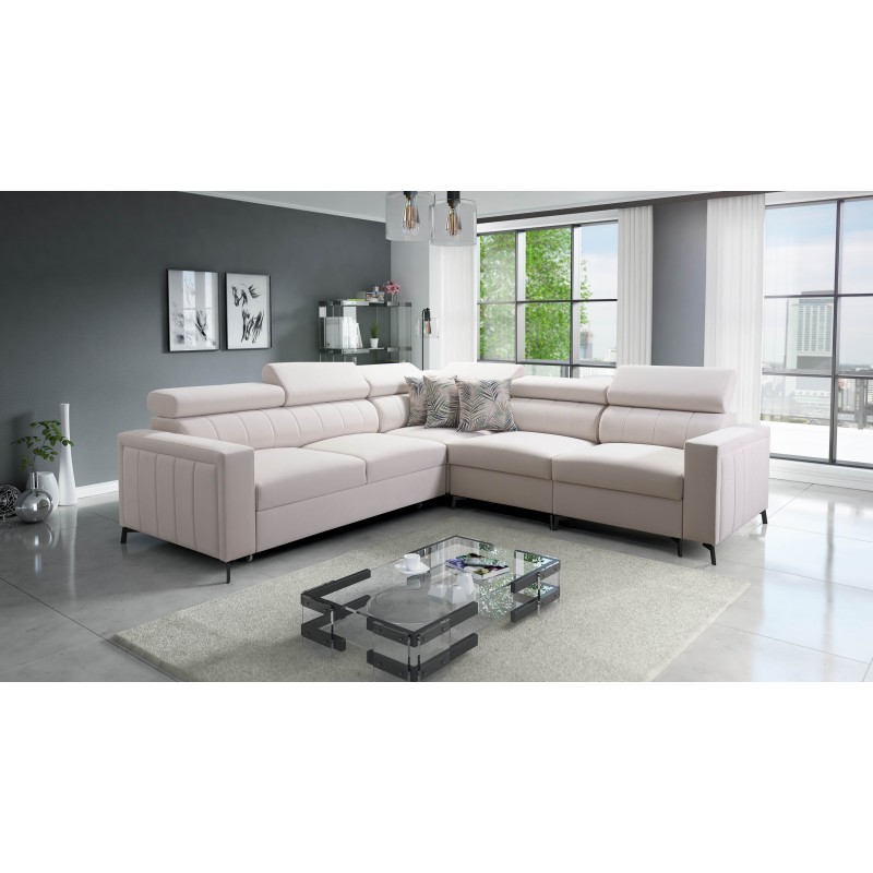 Arco IV Corner Sofa with Sleeping Function, Velvet Fabric, Mono 231 - Elegance and Functionality Arco IV Corner Sofa with Sleeping Function, Velvet Fabric, Mono 231 - Elegance and Functionality
