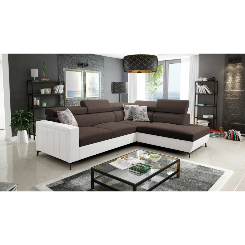 Narożnik Arco III mini z funkcją spania, regulowane zagłówki tkanina Sawana 26 + Ecoskóra Narożnik Arco III mini z funkcją spania, regulowane zagłówki tkanina Sawana 26 + Ecoskóra