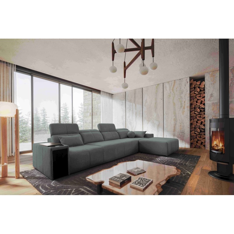 Elegant Corner Sofa Milano XII with Sleeping Function - Woven Fabric, Verita 88 Elegant Corner Sofa Milano XII with Sleeping Function - Woven Fabric, Verita 88