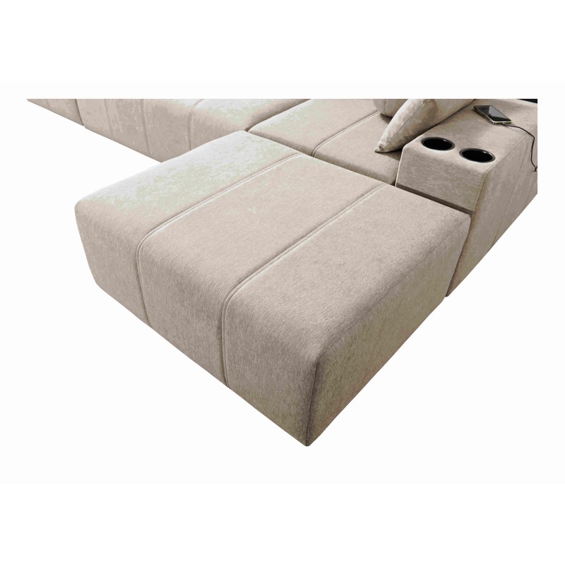 Elegant Corner Sofa Milano XII with Sleeping Function - Woven Fabric, Verita 88 Elegant Corner Sofa Milano XII with Sleeping Function - Woven Fabric, Verita 88
