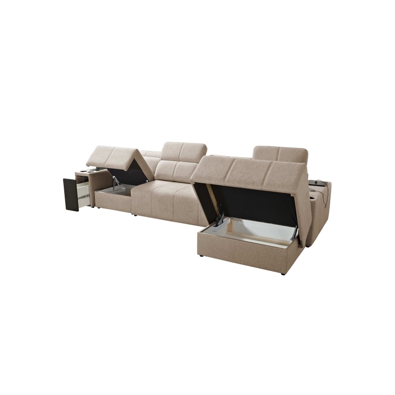 Elegant Corner Sofa Milano XII with Sleeping Function - Woven Fabric, Verita 88 Elegant Corner Sofa Milano XII with Sleeping Function - Woven Fabric, Verita 88