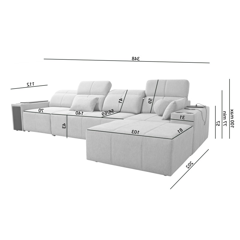 Elegant Corner Sofa Milano XII with Sleeping Function - Woven Fabric, Verita 88 Elegant Corner Sofa Milano XII with Sleeping Function - Woven Fabric, Verita 88