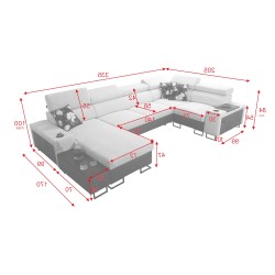 Narożnik w kształcie U Prestige IV mini z funkcją spania i portem usb tkanina Freya 210.02 + Tauro 8203 Narożnik w kształcie U Prestige IV mini z funkcją spania i portem usb tkanina Freya 210.02 + Tauro 8203
