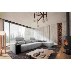 Elegant Milano XII Corner Sofa with Sleeping Function - Woven Fabric, Verita 80
