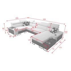 Narożnik w kształcie U Prestige IV mini z funkcją spania i portem usb tkanina Freya 210.18 + Tauro 8207 Narożnik w kształcie U Prestige IV mini z funkcją spania i portem usb tkanina Freya 210.18 + Tauro 8207