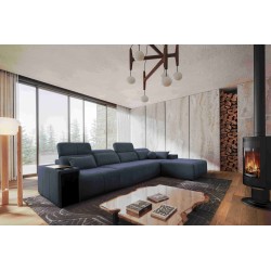 Elegant Corner Sofa Milano XII with Sleeping Function - Woven Fabric, Verita 76