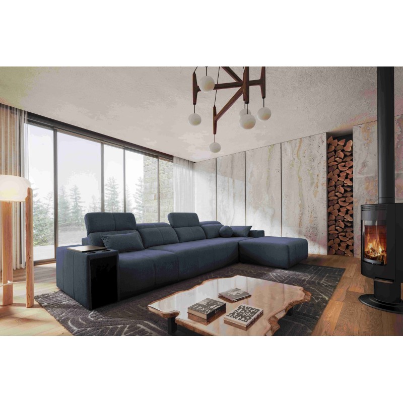 Elegant Corner Sofa Milano XII with Sleeping Function - Woven Fabric, Verita 76