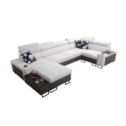 Narożnik w kształcie U Prestige IV maxi z funkcją spania i portem usb tkanina Freya 210.23 + Tauro 8207 Narożnik w kształcie U Prestige IV maxi z funkcją spania i portem usb tkanina Freya 210.23 + Tauro 8207