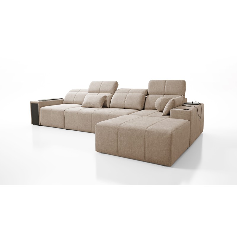 Elegant Corner Sofa Milano XII with Sleeping Function - Woven Fabric, Verita 39 Elegant Corner Sofa Milano XII with Sleeping Function - Woven Fabric, Verita 39