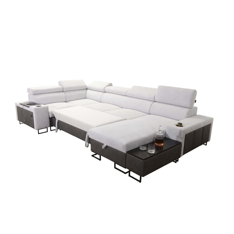 Narożnik w kształcie U Prestige IV maxi z funkcją spania i portem usb tkanina Freya 210.24 + Tauro 8207 Narożnik w kształcie U Prestige IV maxi z funkcją spania i portem usb tkanina Freya 210.24 + Tauro 8207