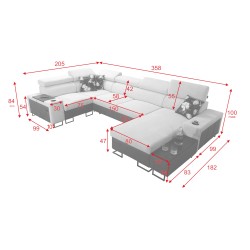 Narożnik w kształcie U Prestige IV maxi z funkcją spania i portem usb tkanina Freya 210.24 + Tauro 8207 Narożnik w kształcie U Prestige IV maxi z funkcją spania i portem usb tkanina Freya 210.24 + Tauro 8207