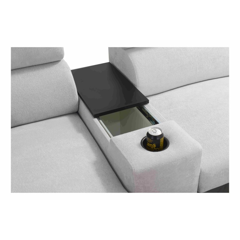 Narożnik w kształcie U Prestige V z funkcją spania i portem usb tkanina Freya 210.02 + Tauro 8202 Narożnik w kształcie U Prestige V z funkcją spania i portem usb tkanina Freya 210.02 + Tauro 8202