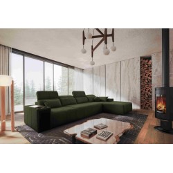 Elegant Corner Sofa Milano XII with Sleeping Function - Woven Fabric, Verita 39