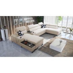 U-Shaped Prestige V Sectional Sofa with Sleeping Function and USB Port | High-Quality Furniture