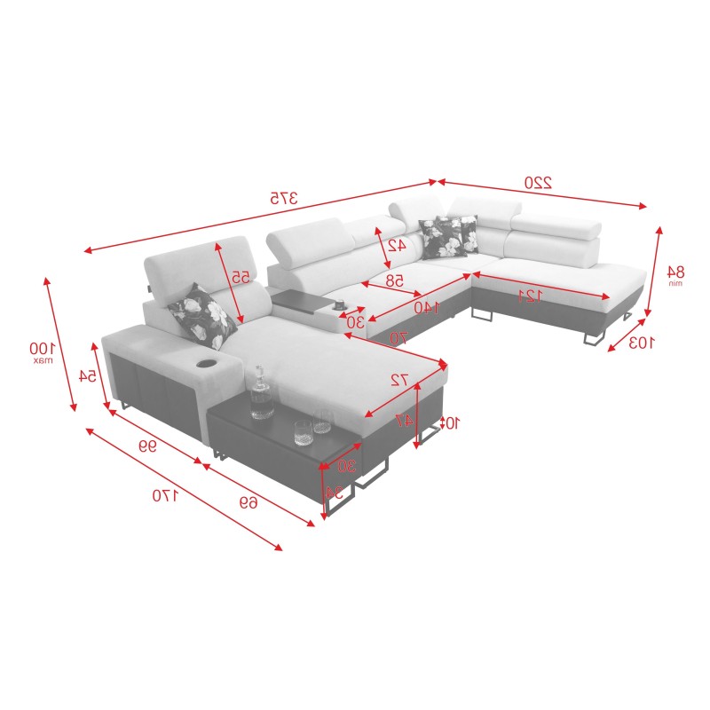 U-Shaped Prestige V Sectional Sofa with Sleeping Function and USB Port | High-Quality Furniture U-Shaped Prestige V Sectional Sofa with Sleeping Function and USB Port | High-Quality Furniture