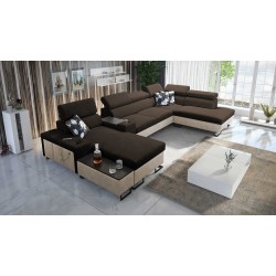 U-Shaped Prestige V Sectional Sofa with Sleeping Function and USB Port | High-Quality Furniture