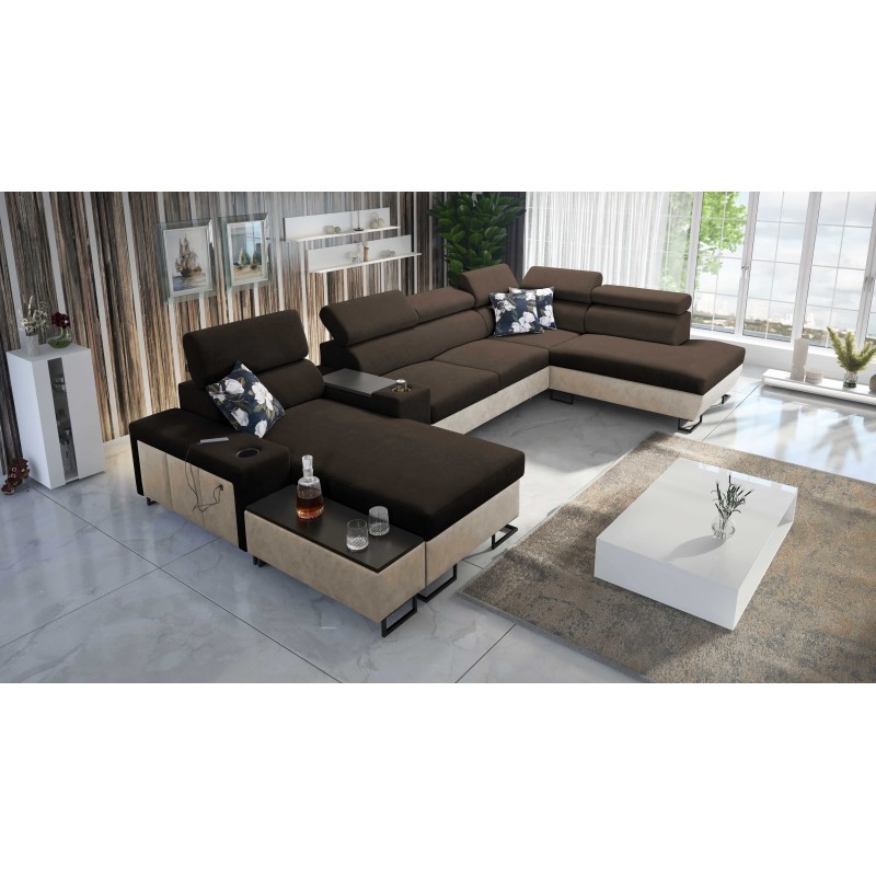 U-förmiges Ecksofa Prestige V mit Schlaffunktion und USB-Anschluss | Möbel von hoher Qualität U-förmiges Ecksofa Prestige V mit Schlaffunktion und USB-Anschluss | Möbel von hoher Qualität