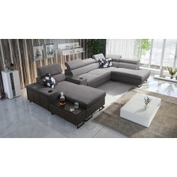 U-Shaped Prestige V Sectional Sofa with Sleeping Function and USB Port | High-Quality Furniture