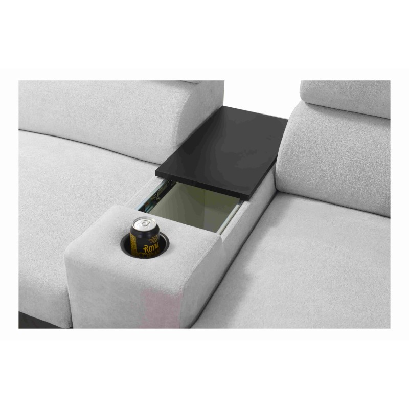 Narożnik w kształcie U Prestige V z funkcją spania i portem usb tkanina Freya 210.18 + Tauro 8207 Narożnik w kształcie U Prestige V z funkcją spania i portem usb tkanina Freya 210.18 + Tauro 8207