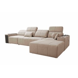 Elegant Corner Sofa Milano XII with Sleeping Function - Woven Fabric, Verita 09