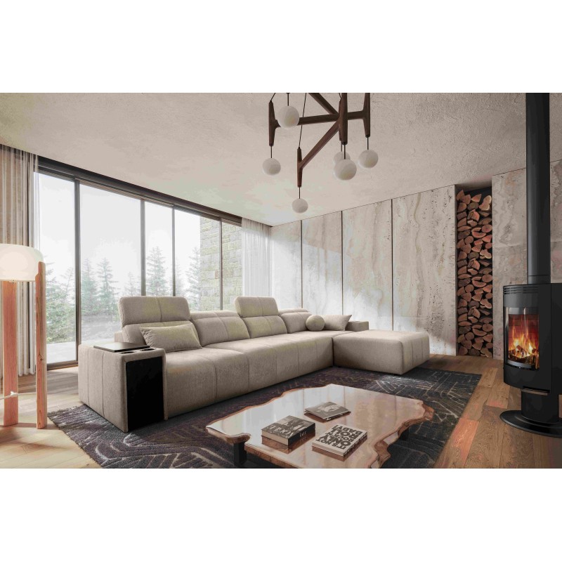 Elegant Corner Sofa Milano XII with Sleeping Function - Woven Fabric, Verita 09 Elegant Corner Sofa Milano XII with Sleeping Function - Woven Fabric, Verita 09