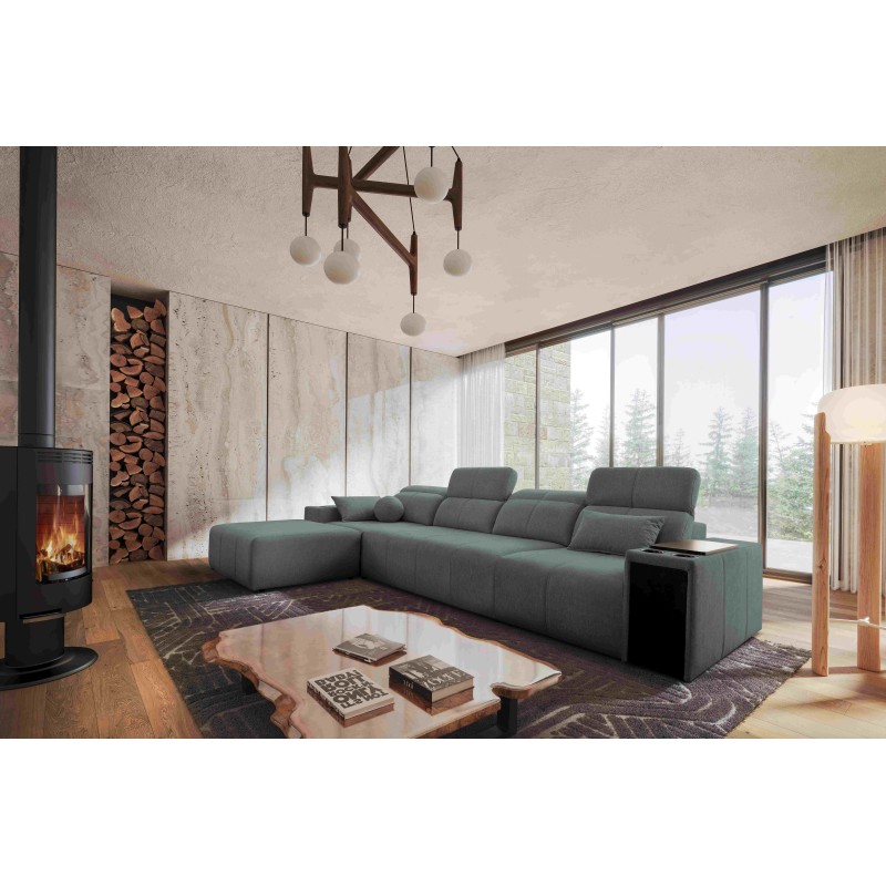 Elegant Corner Sofa Milano XII with Sleeping Function - Woven Fabric, Verita 88 Elegant Corner Sofa Milano XII with Sleeping Function - Woven Fabric, Verita 88