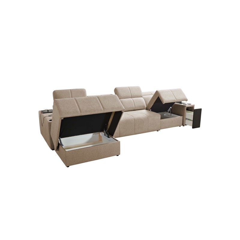 Elegant Corner Sofa Milano XII with Sleeping Function - Woven Fabric, Verita 88 Elegant Corner Sofa Milano XII with Sleeping Function - Woven Fabric, Verita 88