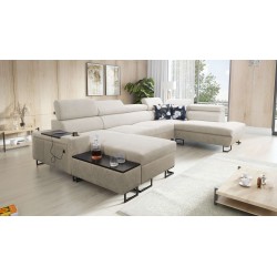 U-shaped corner sofa Prestige VI with sleeping function, Soft to the touch, Freya 210.02 + Tauro 8203, USB port - Luxury in your