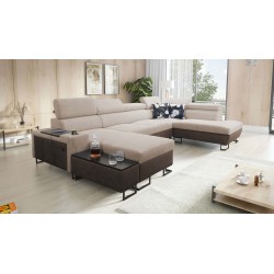 U-shaped corner sofa Prestige VI with a sleeping function, soft to the touch, Freya 210.04 + Tauro 8202, USB port - Luxury in yo