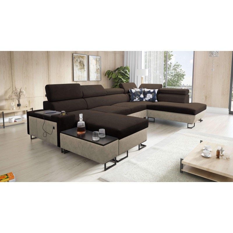 U-shaped corner sofa Prestige VI with a sleeping function, Soft to the touch, Freya 210.08 + Tauro 8203, USB port - Luxury in Yo U-shaped corner sofa Prestige VI with a sleeping function, Soft to the touch, Freya 210.08 + Tauro 8203, USB port - Luxury in Yo