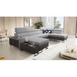 U-shaped Prestige VI corner sofa with a sleeping function, Soft to the touch, Freya 210.20 + Tauro 8207, USB port - Luxury in Yo