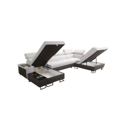 Narożnik w kształcie U Prestige VI z funkcją spania i portem usb tkanina Freya 210.24 + Tauro 8207 Narożnik w kształcie U Prestige VI z funkcją spania i portem usb tkanina Freya 210.24 + Tauro 8207