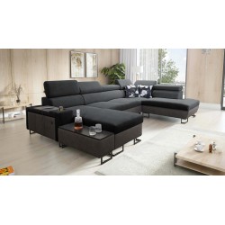 Prestige VI U-shaped sectional sofa with sleeping function, Soft to the touch, Freya 210.24 + Tauro 8207, USB port - Luxury in y