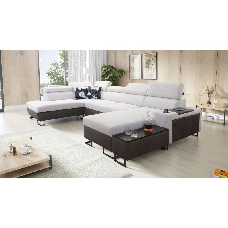 U-shaped Prestige VI sectional sofa with a sleeping function, Soft to the touch, Freya 210.18 + Tauro 8207, USB port - Luxury in U-shaped Prestige VI sectional sofa with a sleeping function, Soft to the touch, Freya 210.18 + Tauro 8207, USB port - Luxury in