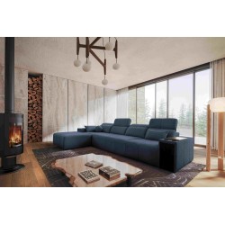Elegant Corner Sofa Milano XII with Sleeping Function - Woven Fabric, Verita 76