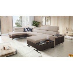 U-shaped corner sofa Prestige VI with a sleeping function, soft to the touch, Freya 210.04 + Tauro 8202, USB port - Luxury in yo
