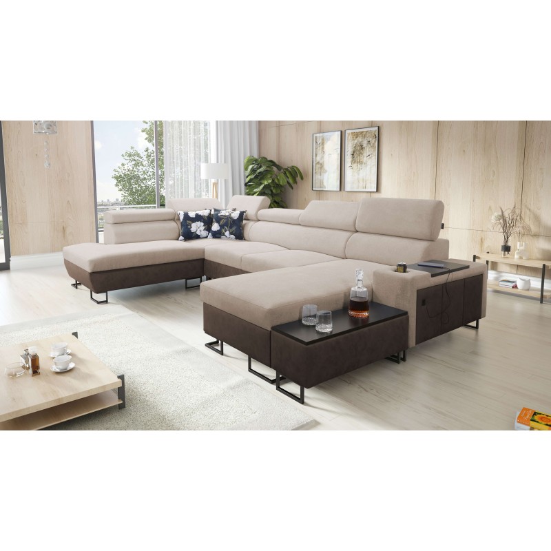U-shaped corner sofa Prestige VI with a sleeping function, soft to the touch, Freya 210.04 + Tauro 8202, USB port - Luxury in yo U-shaped corner sofa Prestige VI with a sleeping function, soft to the touch, Freya 210.04 + Tauro 8202, USB port - Luxury in yo