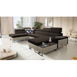 U-shaped corner sofa Prestige VI with a sleeping function, Soft to the touch, Freya 210.08 + Tauro 8203, USB port - Luxury in Yo
