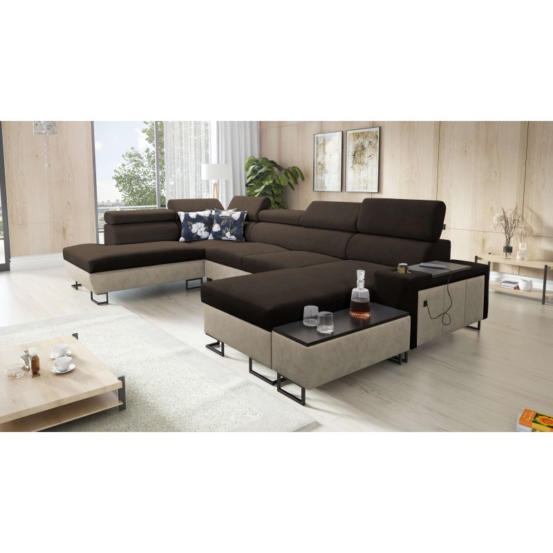 U-shaped corner sofa Prestige VI with a sleeping function, Soft to the touch, Freya 210.08 + Tauro 8203, USB port - Luxury in Yo U-shaped corner sofa Prestige VI with a sleeping function, Soft to the touch, Freya 210.08 + Tauro 8203, USB port - Luxury in Yo