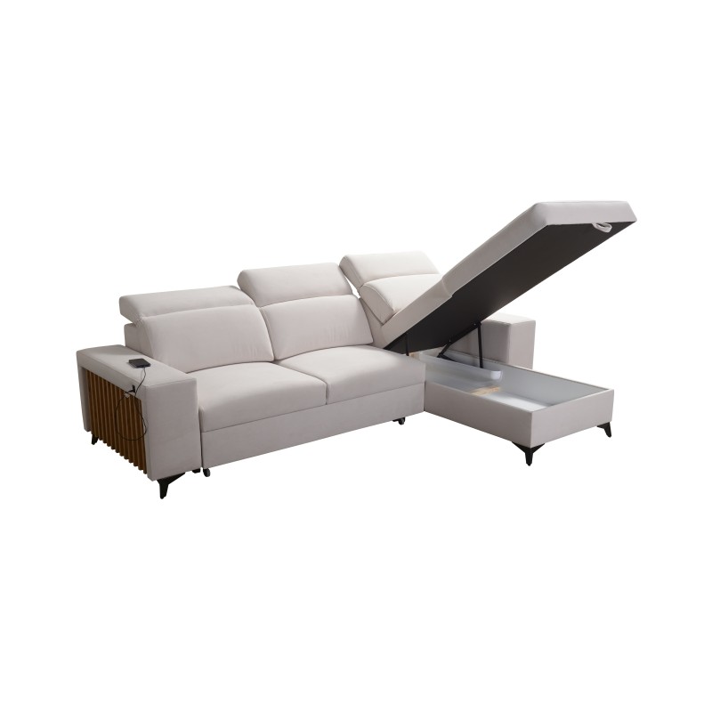 Alto I corner sofa with a sleeping function and adjustable headrests in Plecionka fabric, Sawana 21 | Your Ideal Furniture Alto I corner sofa with a sleeping function and adjustable headrests in Plecionka fabric, Sawana 21 | Your Ideal Furniture