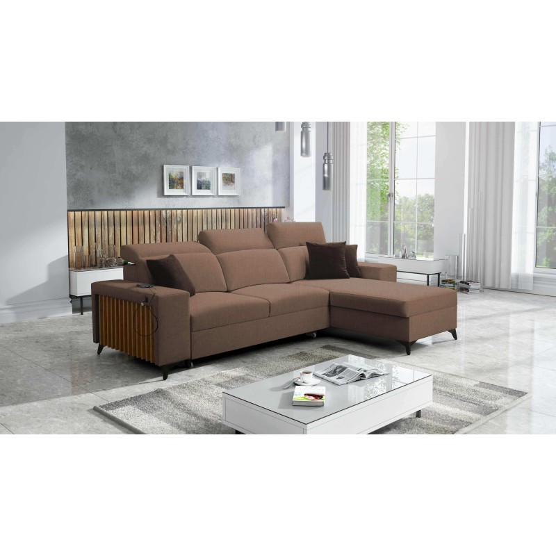 Alto I Corner Sofa with Sleeping Function and Adjustable Headrests in Plecionka Fabric, Sawana 25 | Your Ideal Furniture Alto I Corner Sofa with Sleeping Function and Adjustable Headrests in Plecionka Fabric, Sawana 25 | Your Ideal Furniture